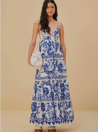 Iris Floral Maxi Dress in Blue & White