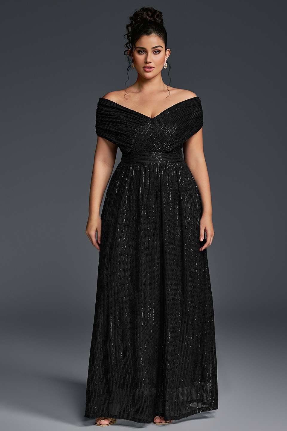 Blue Curveins Plus Size V-Neck Sequin Maxi Dress - 22-24/3X / Green