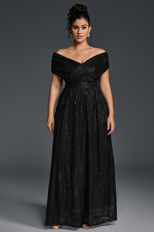 Black Curveins Plus Size V-Neck Sequin Maxi Dress - 22-24/3X / Green