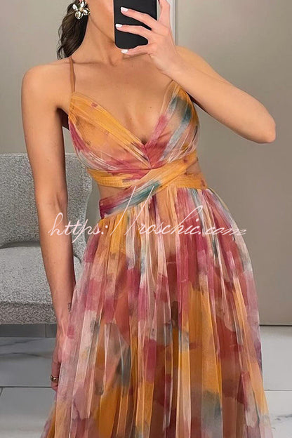 Purple Giselle Tulle Floral Maxi Dress
