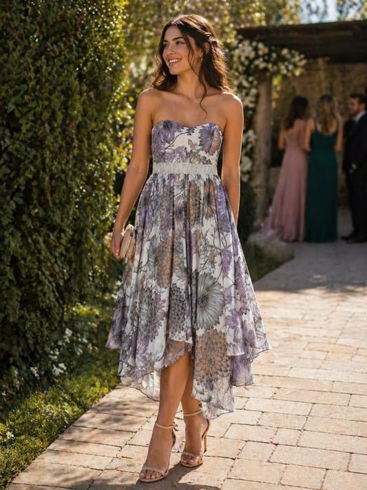 Margot Floral Handkerchief Hem Dress