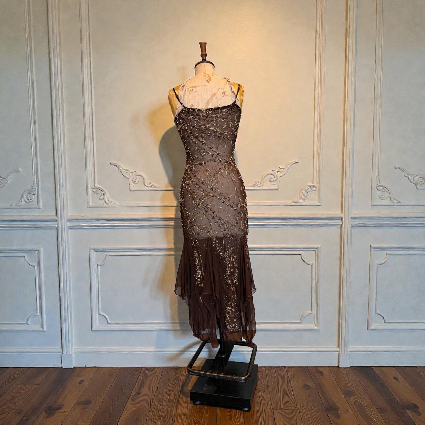 Tory Beaded Chiffon Handkerchief Dress