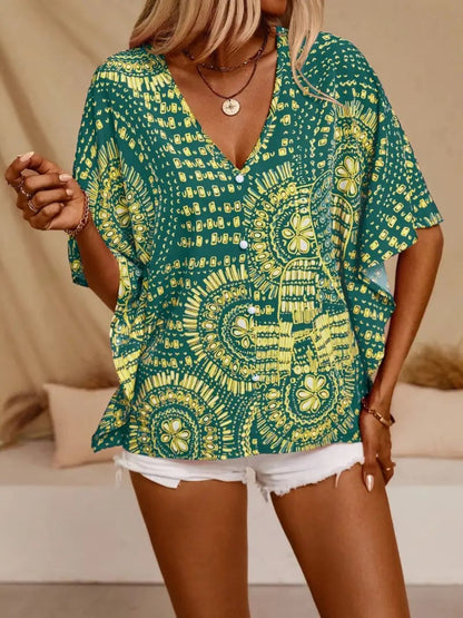 Neck Half Sleeve Top Margot Printed V-Neck Tiered Dress