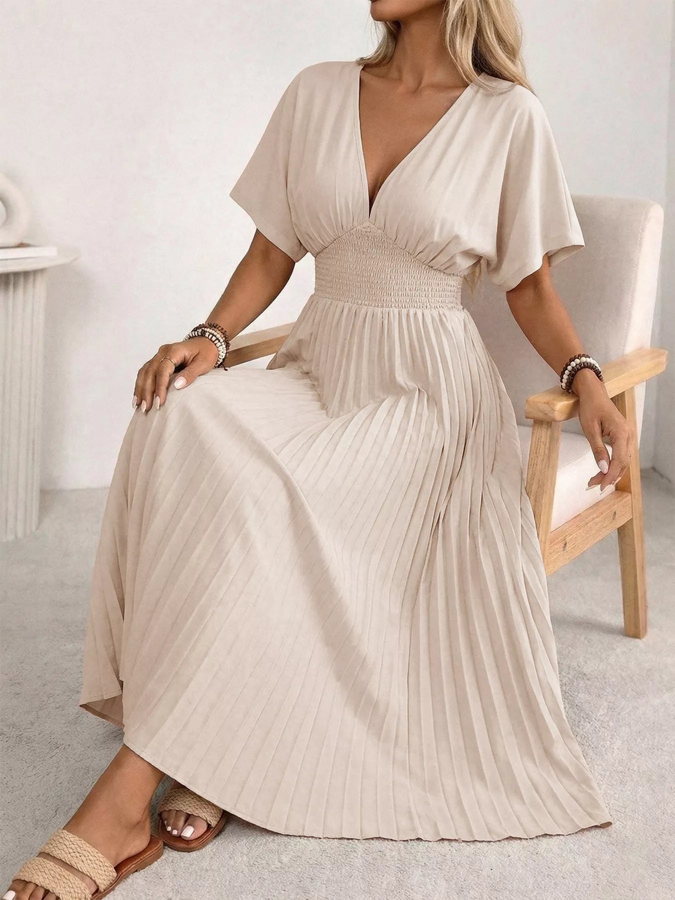 Neck Midi Dress Margot Pleated Maxi Dress
