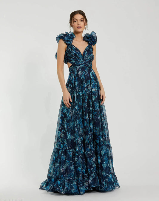 Pink Multi Adelaide Tiered Chiffon Gown