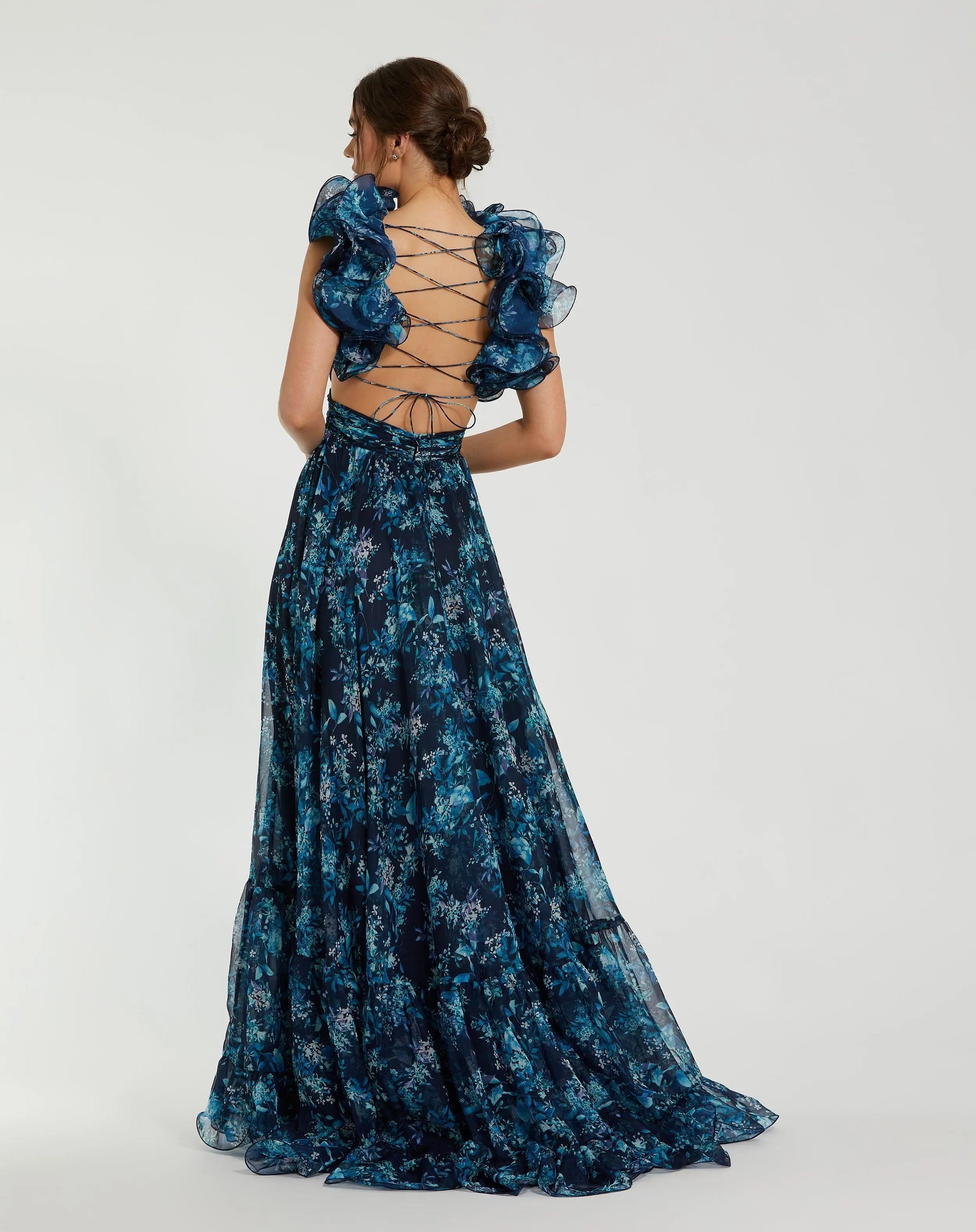 Sage Multi Adelaide Tiered Chiffon Gown