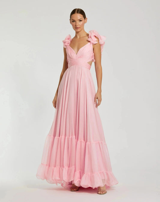 Blush Arabella Tiered Chiffon Gown