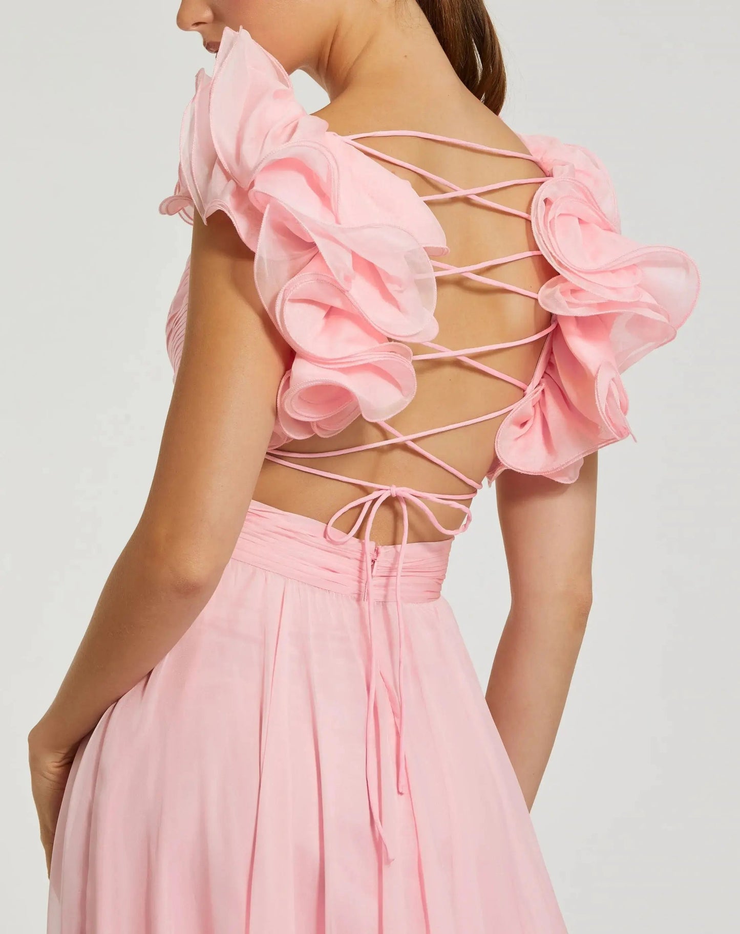 Cobalt Arabella Tiered Chiffon Gown