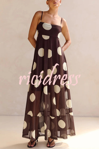 White Margot Polka Dot Mesh Maxi Dress
