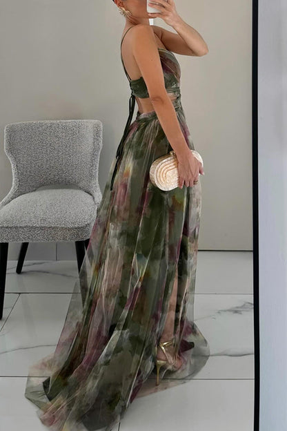 Purple Giselle Tulle Floral Maxi Dress
