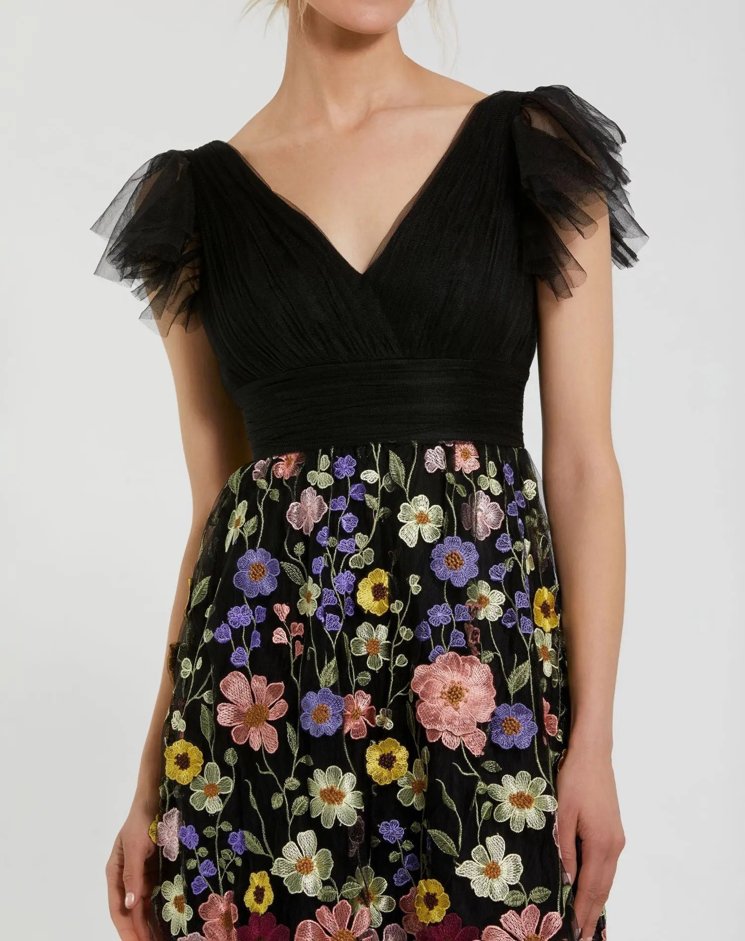 Black Multi Vivienne Embroidered Floral Dress