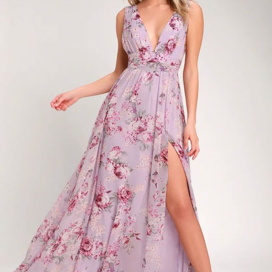 Violet Floral Midi Dress