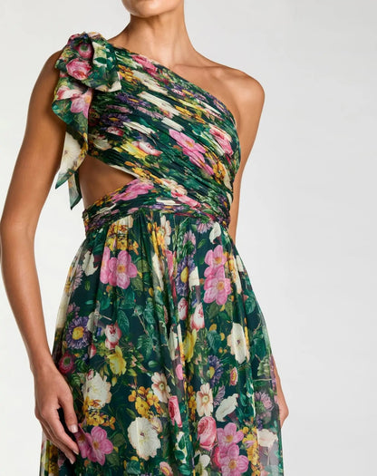 Lilac Multi Marcella One-Shoulder Chiffon Gown