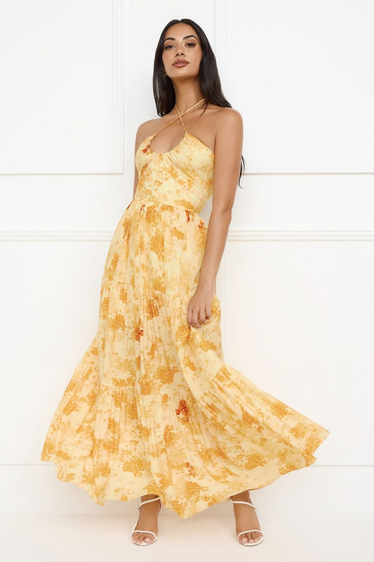 Margot Silk Halter Maxi Dress
