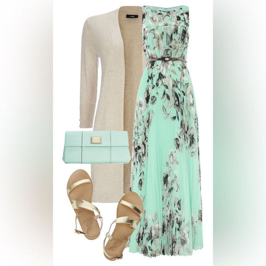 Eliza J Dresses | Eliza J Pleated Maxi Dress | Color: Gray/Green | Size: 10