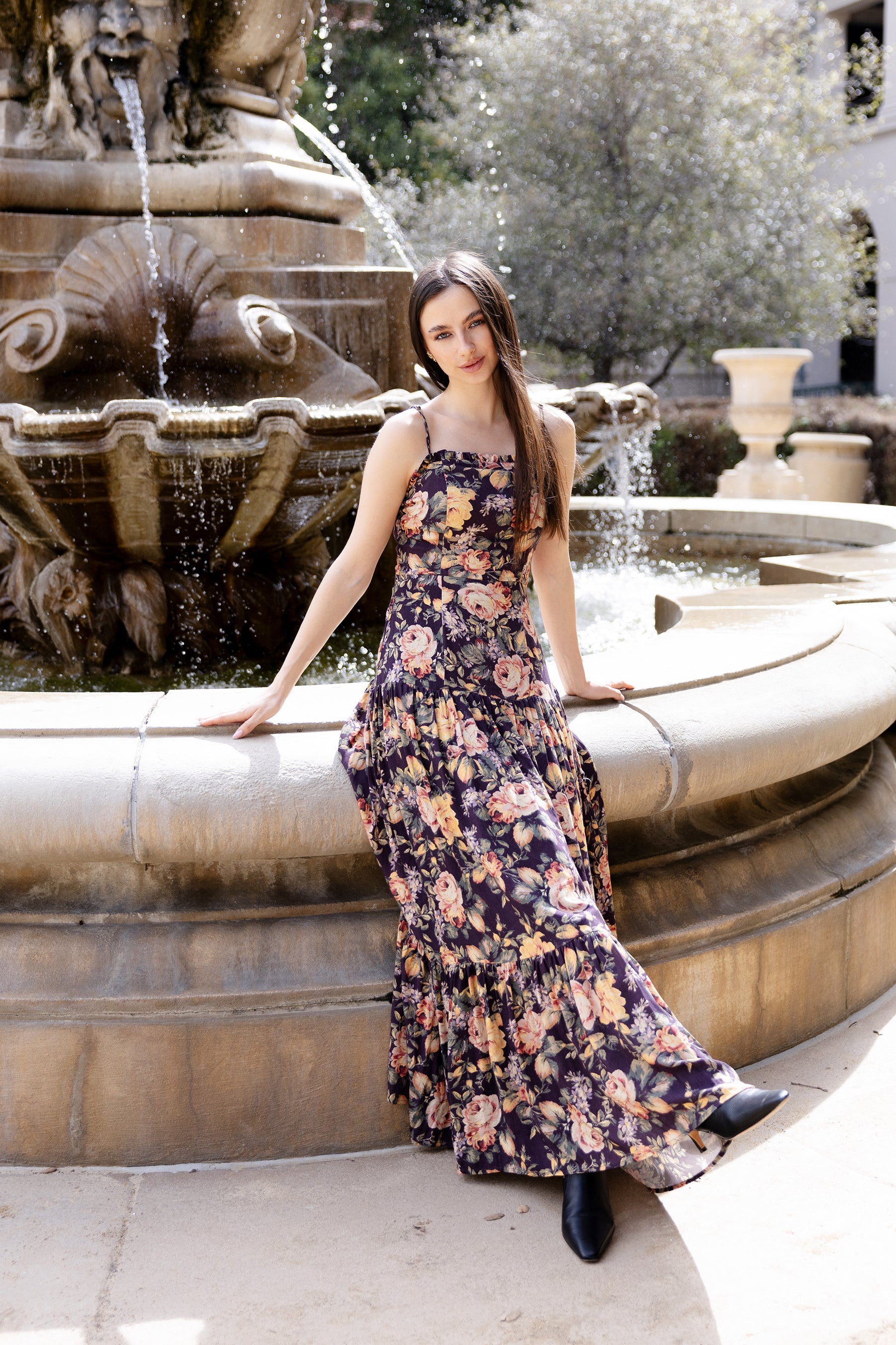 Vintage floral print Margot Floral Maxi Dress