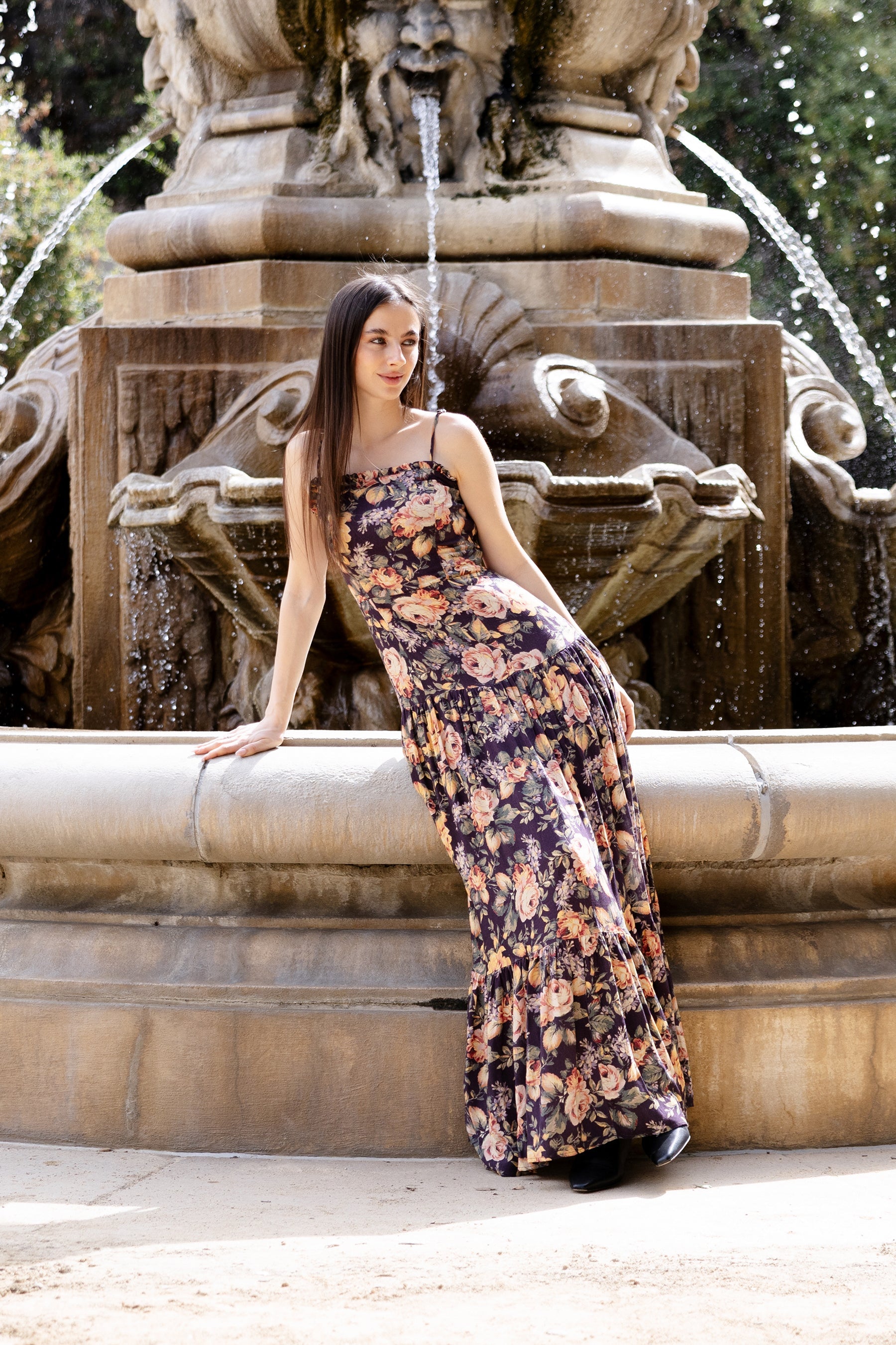Vintage floral print Margot Floral Maxi Dress