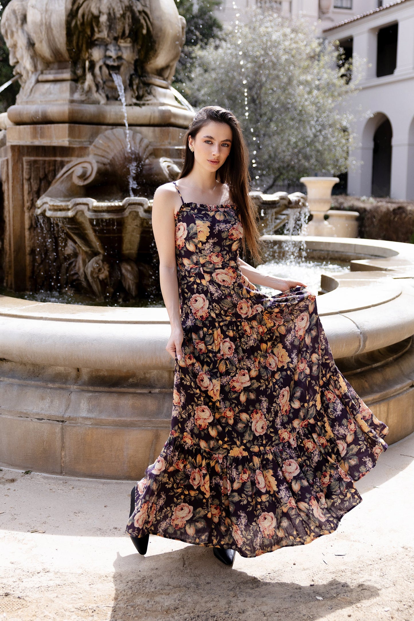 Vintage floral print Margot Floral Maxi Dress