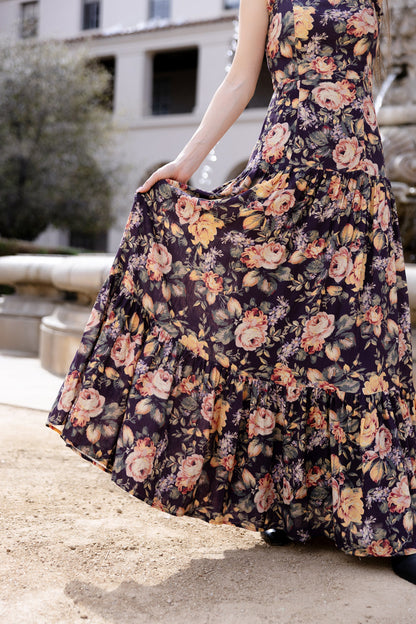 Vintage floral print Margot Floral Maxi Dress