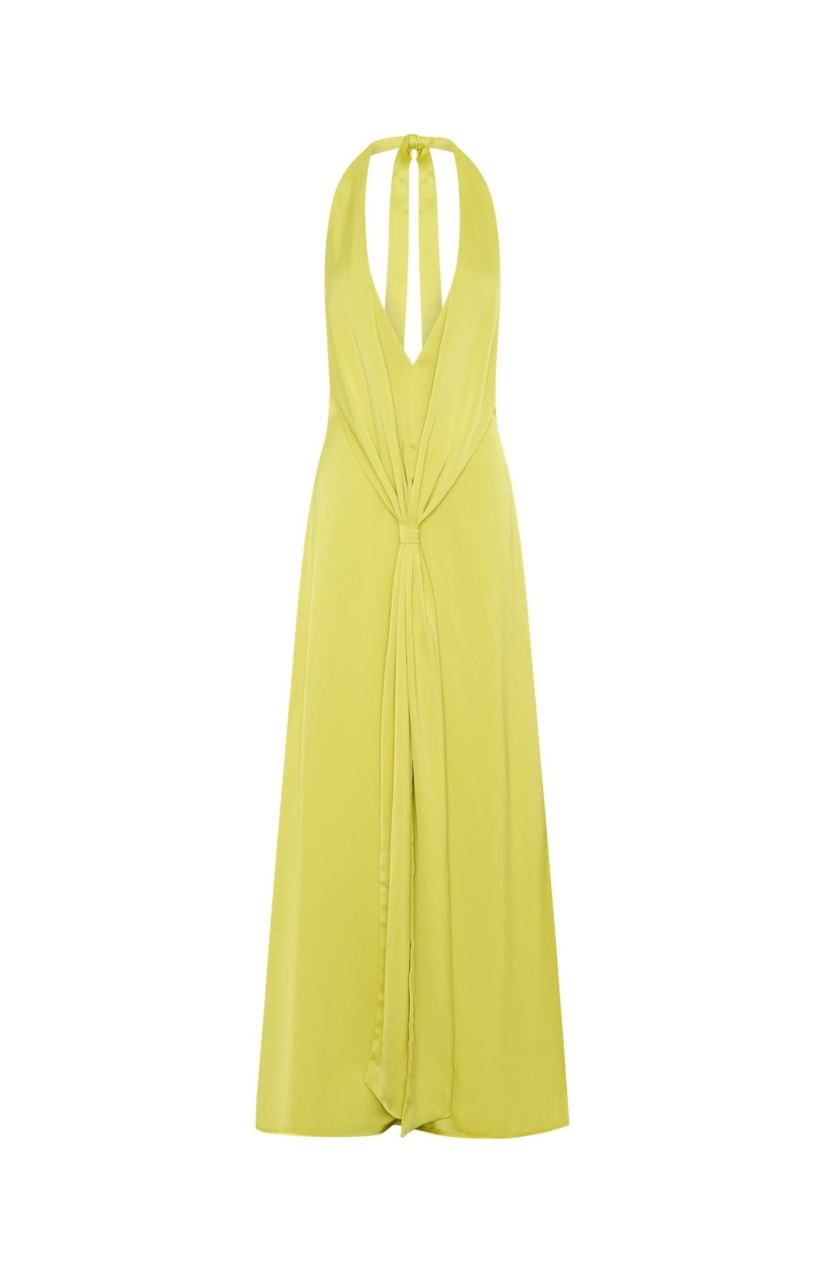 Delilah Silk Maxi Dress in Chartreuse