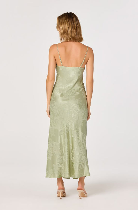 Tyla Satin Maxi Dress in Sage