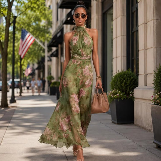 Margot Floral Halter Maxi Dress