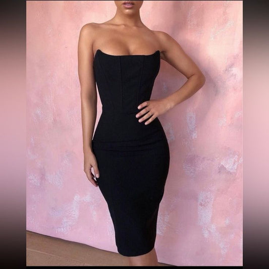House Of Cb Dresses | House Of Cb London Niaz Corset Cocktail Black Dress | Color: Black | Size: Xs