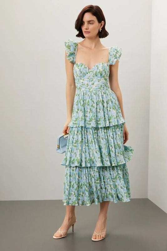 Adelaide Corset Pleated Midi Dress