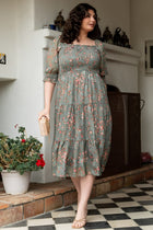 Fabian Jacquard Midi Dress | Eucalyptus + Pink - S