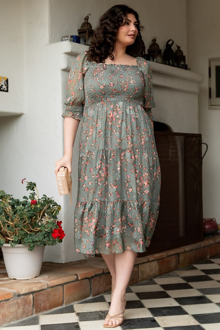 Fabian Jacquard Midi Dress | Eucalyptus + Pink - S