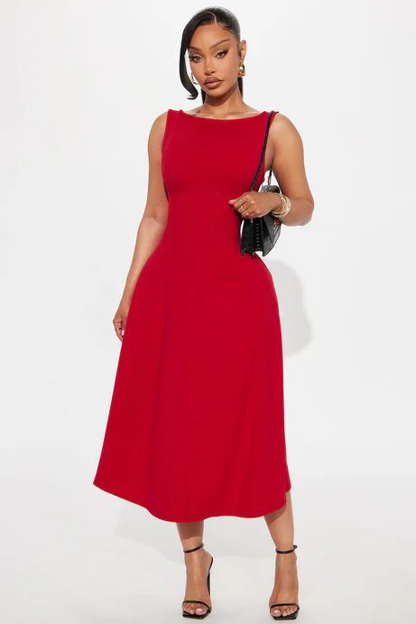 Sweet Sunday Knit Crepe Midi Dress - Red | Fashion Nova