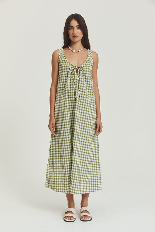 Bridget Midi - Olive Gingham