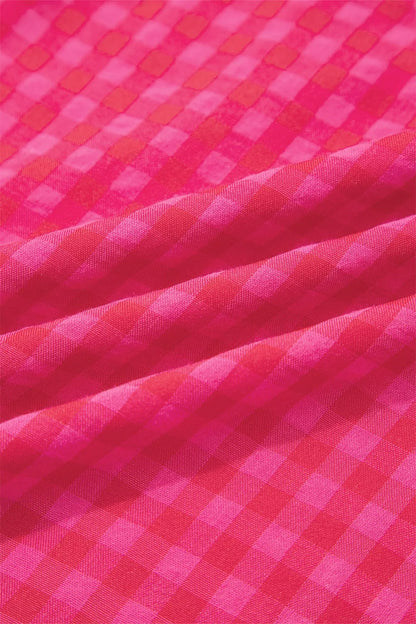 Deep Rose Margot Plaid Midi Dress in Deep Rose