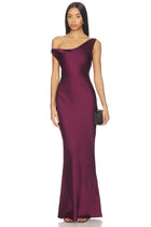 Maria Drop-Shoulder Gown in Plum