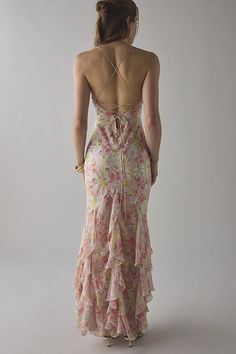 Elea Cascading Ruffle Chiffon Maxi Dress