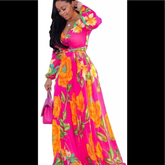 Genova Coral Maxi Dress