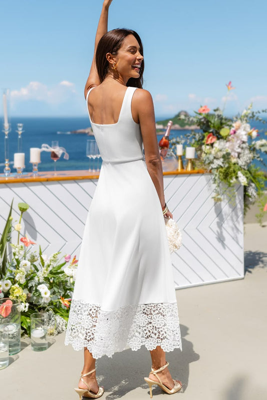 Margot Crepe Midi Dress in Ivory