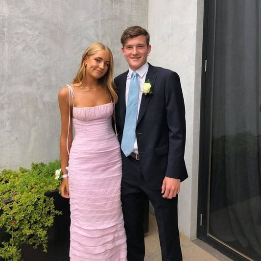 Simple Mermaid Spaghetti Straps Floor Length Sleeveless Pink Prom Dress P1162 - AS PHOTO / US16