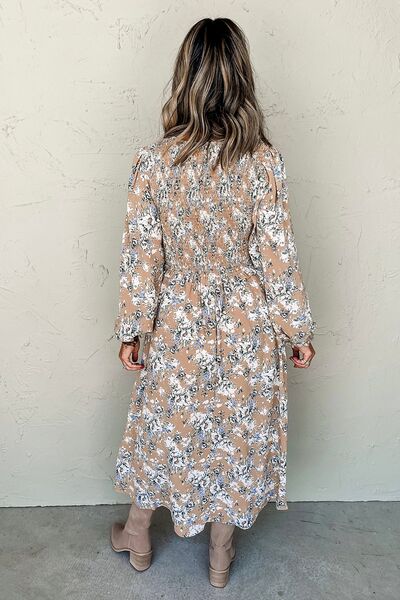 Neck Long Sleeve Dress Margot Printed V-Neck Tiered Dress