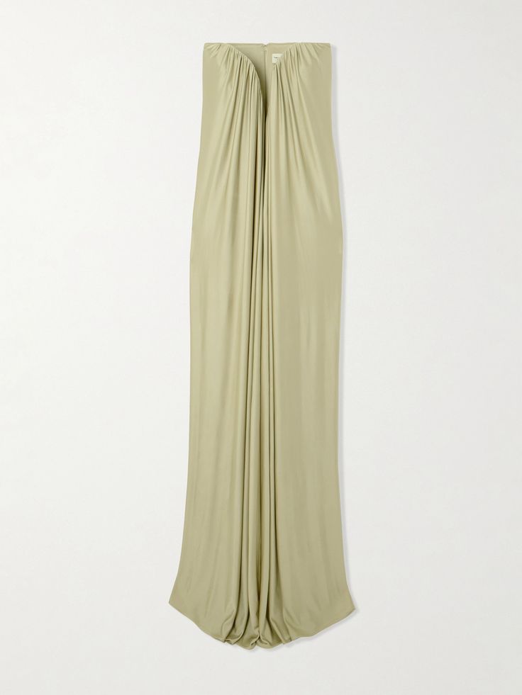Olivienne Strapless Pleated Satin Gown