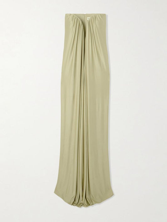 Olivienne Strapless Pleated Satin Gown
