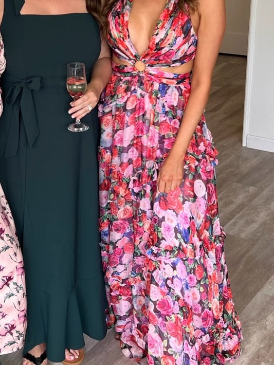 Adelaide Floral Halter Maxi Dress