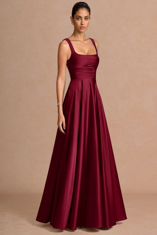 Azazie Azaria Merlot Maxi Dress