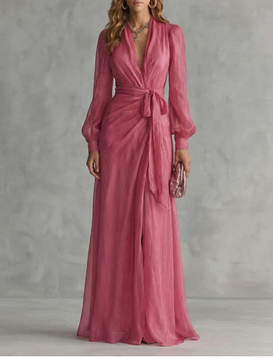 Alessandra Pink Wrap Maxi Dress