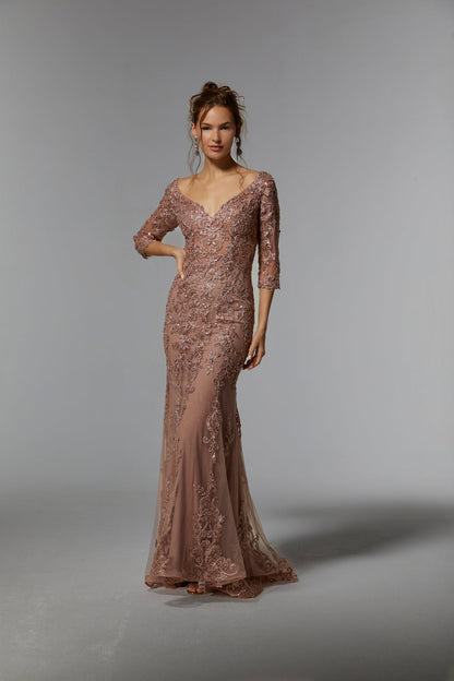 Rose Gold Madeline Navy Long Formal Dress