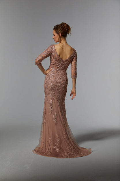 Gold Madeline Navy Long Formal Dress