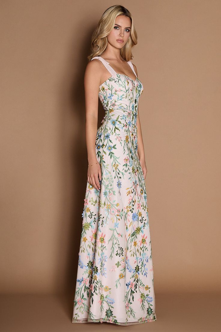 Azazie Amarie Blush Pink Multi Maxi Dress