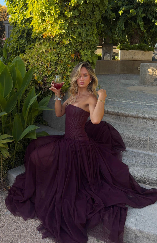 Muse Silk Maxi Dress in Fig