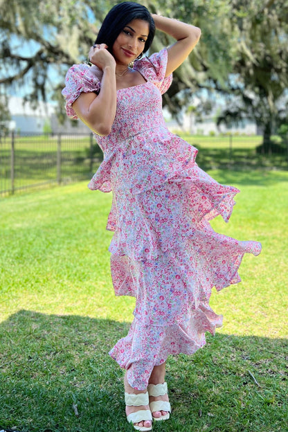 Margot Floral Ruffle Maxi Dress