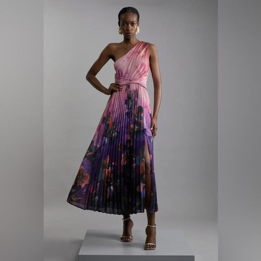 Margot Ombré Floral One-Shoulder Maxi Dress